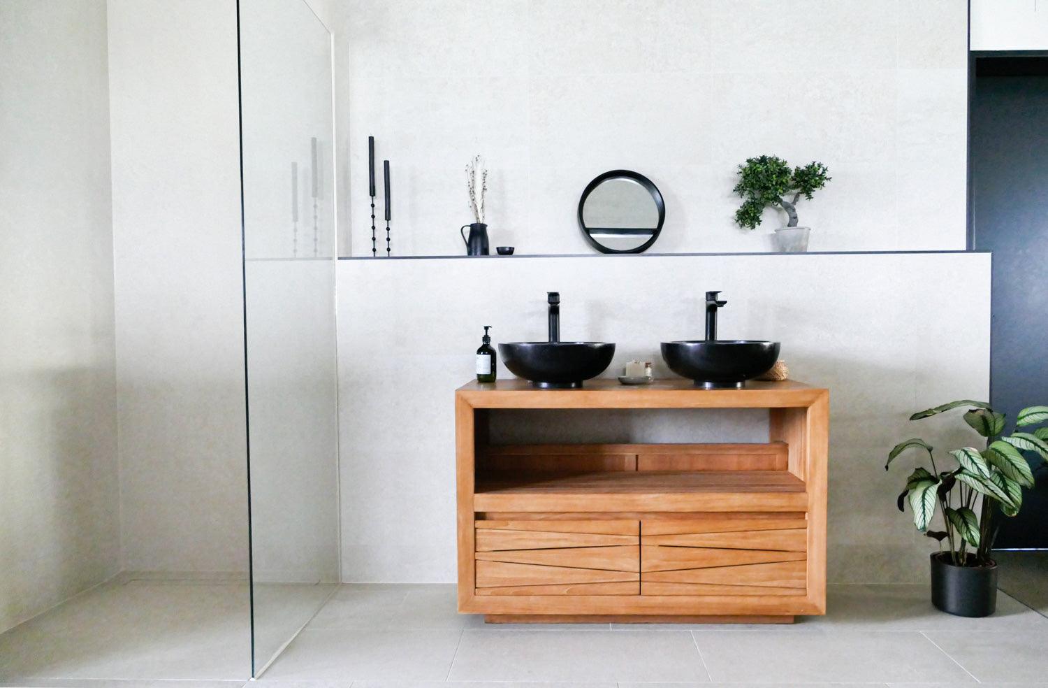 Badunterschrank Arvid aus Teakholz