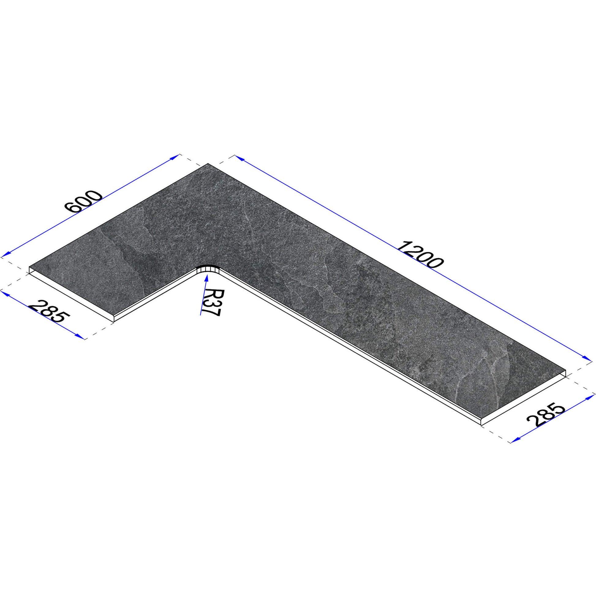Eckplatte mit Radius gefaste Kante
