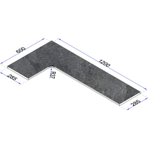 Eckplatte mit Radius gefaste Kante