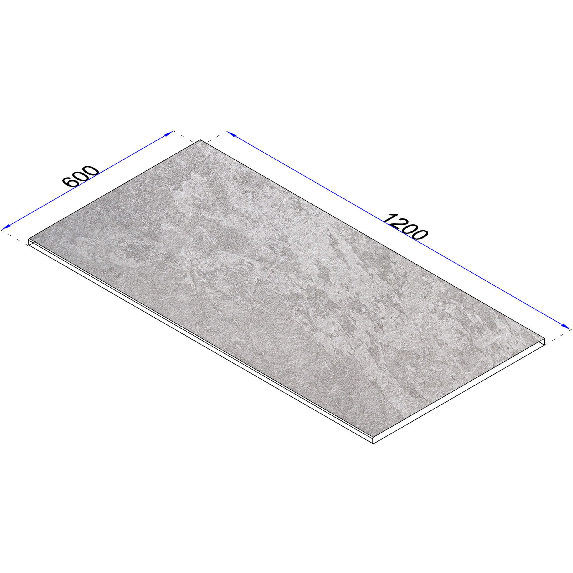 Poolrandplatte Schieferoptik grau 60 cm breit gefaste Kante