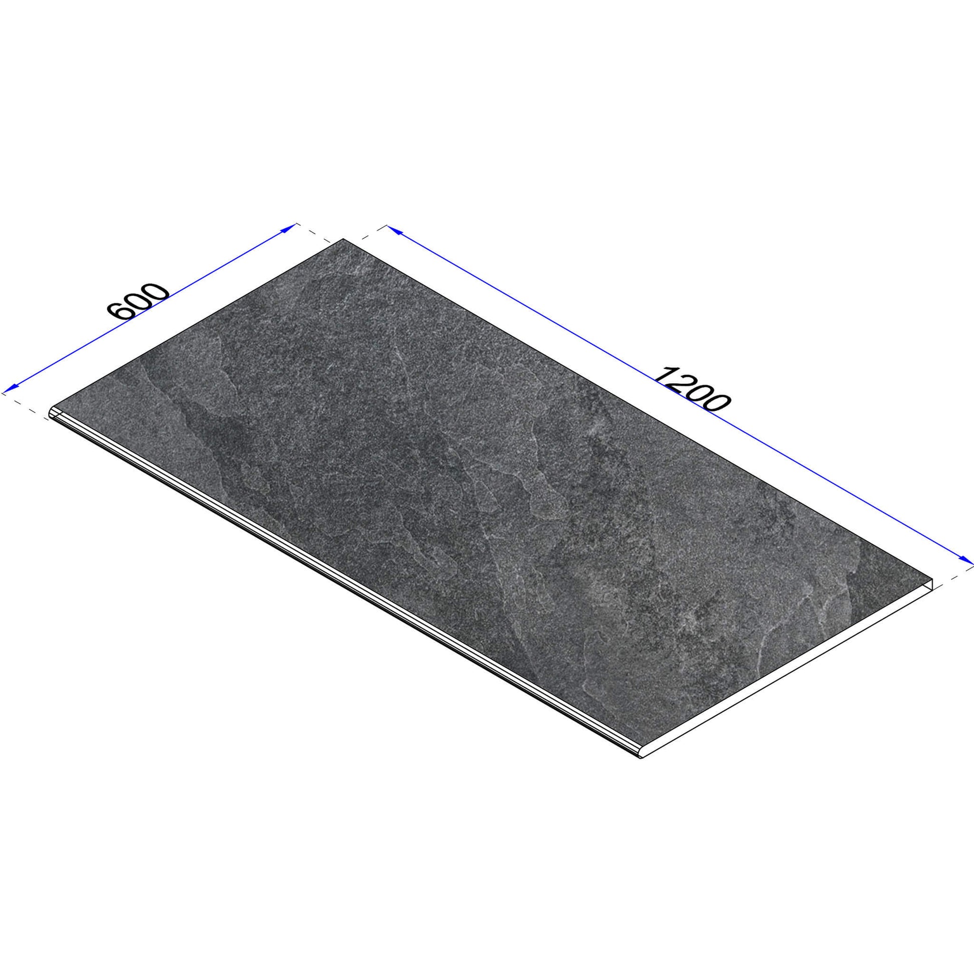 Randplatte Skizze mit gerundeter Kante