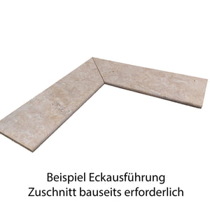 Travertin Poolrandsteine Eckausführung Beispiel - Zuschnitt bauseits erforderlich