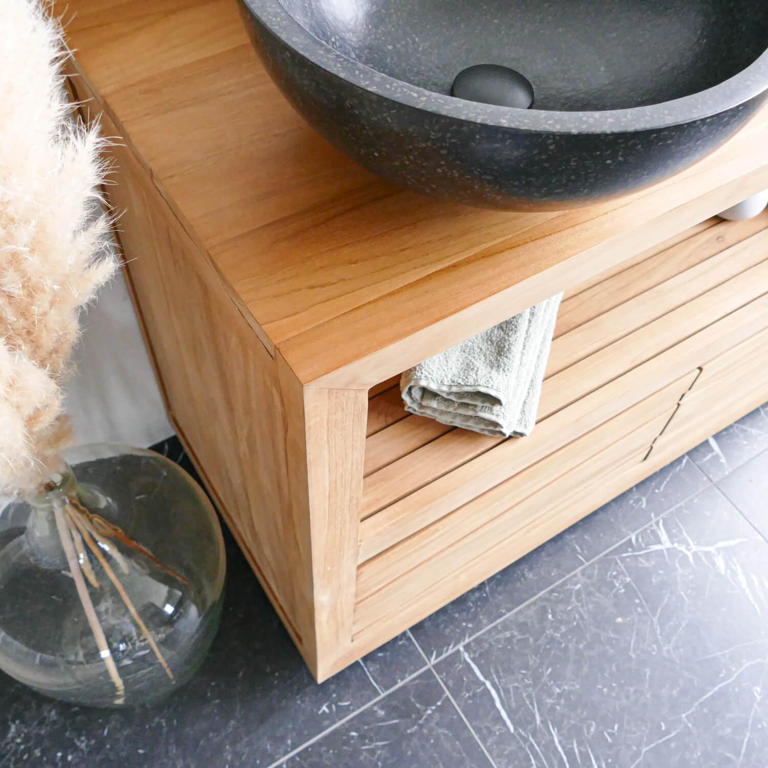 Badunterschrank Teakholz Arvid Double