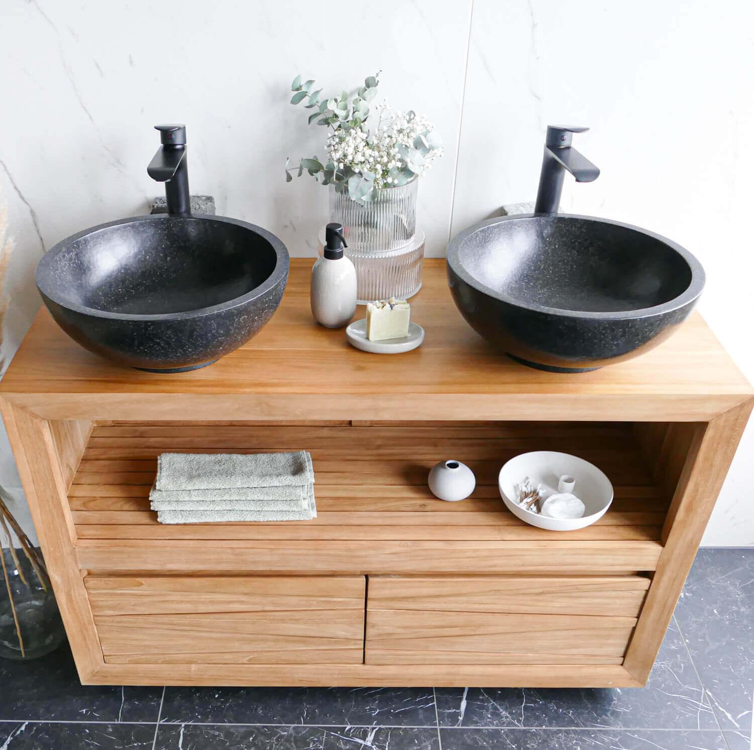 Terrazzo Waschbecken Betonwaschbecken in schwarz 40 cm