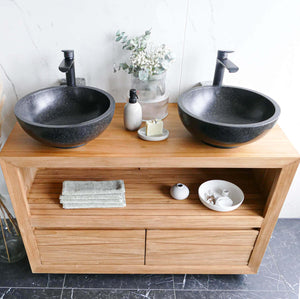 Terrazzo Waschbecken Betonwaschbecken in schwarz 40 cm