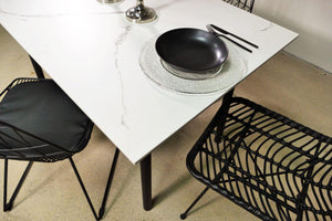 Tisch Marmoroptik weiß 130 cm