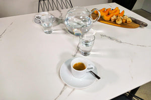 Tisch Marmoroptik weiß 130 cm