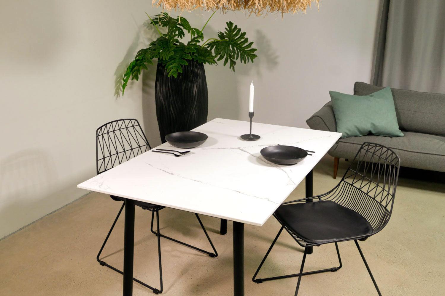 Tisch Marmoroptik weiß 130 cm