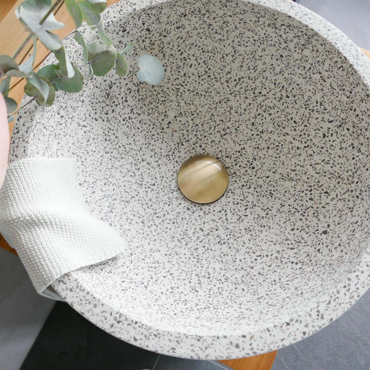 Waschbecken aus grauem Terrazzo Bowl-Form 40 cm