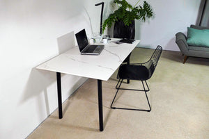 Tisch Marmoroptik weiß 130 cm