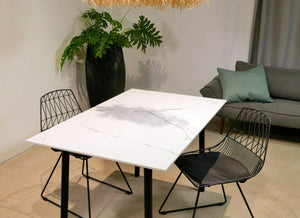 Tisch Marmoroptik weiß 130 cm