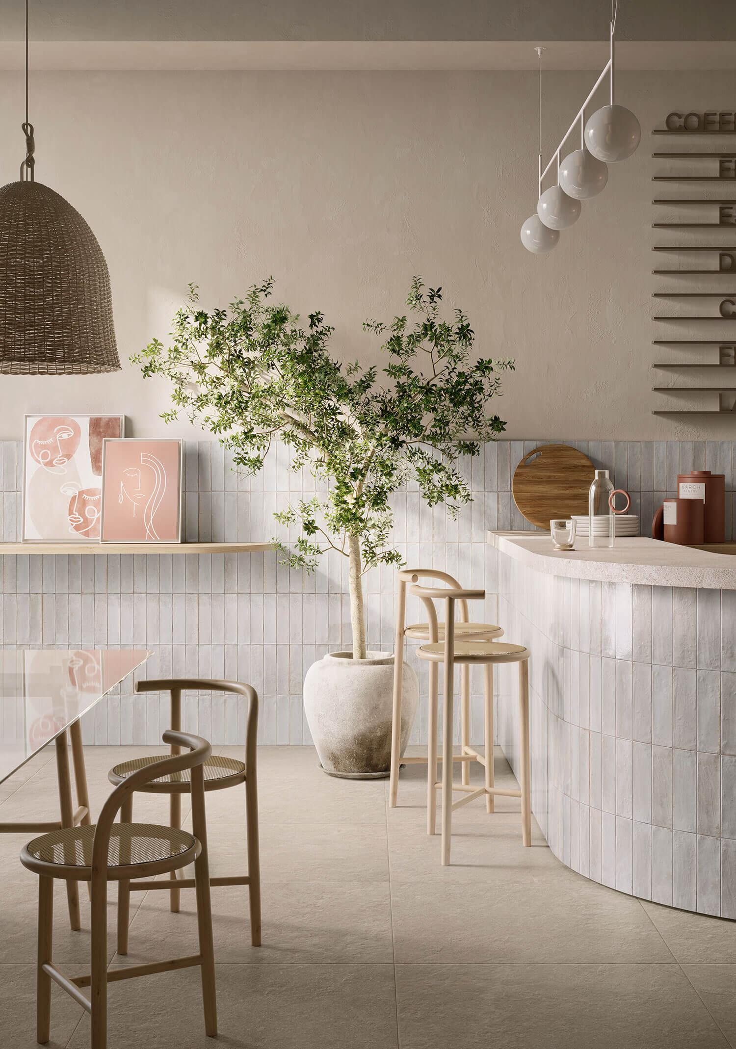 Zellige Fliesen weiß Gastronomie