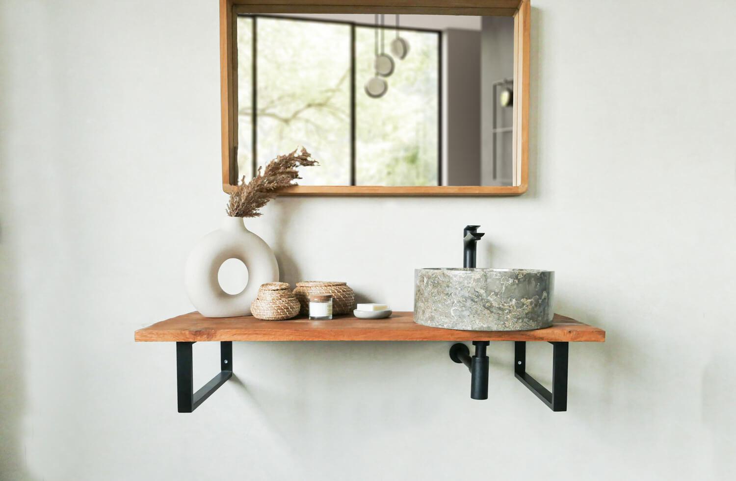 Waschbecken aus Marmor in der Farbe Taupe