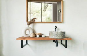 Waschbecken aus Marmor in der Farbe Taupe