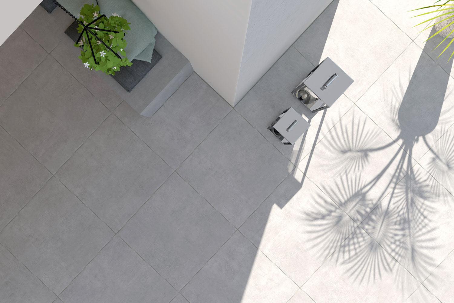 Fliesen in moderner Betonoptik pureto® Beton Grey 80x80 cm