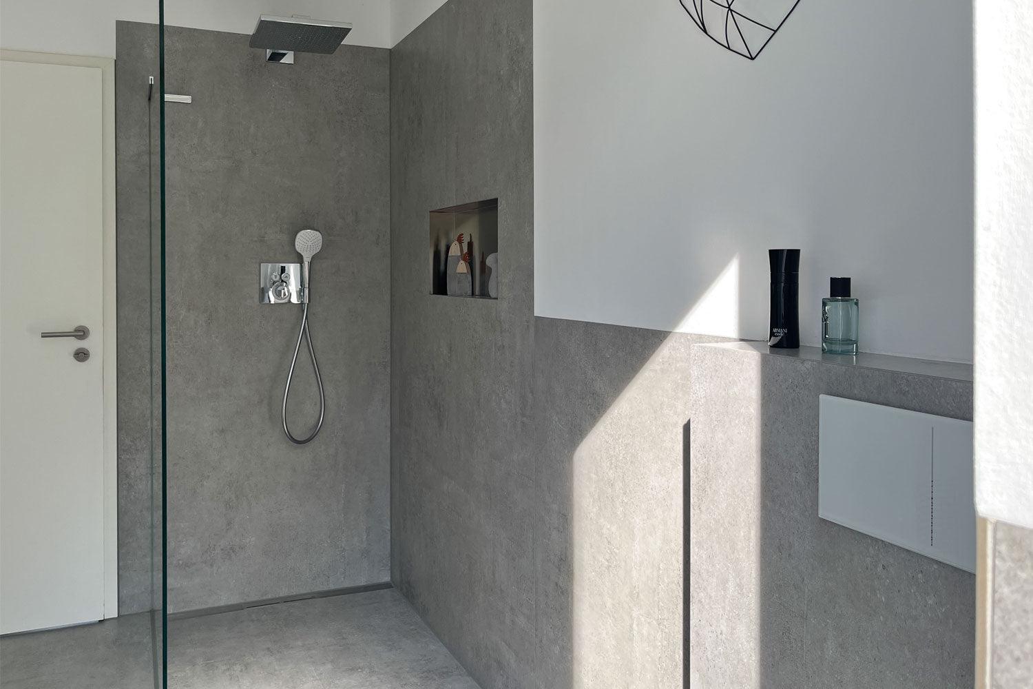 Badezimmer pureto® Beton Grey Fliesen 80x80 cm