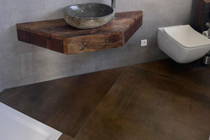 Metalloptik Fliesen pureto® Rust Brown im Badezimmer