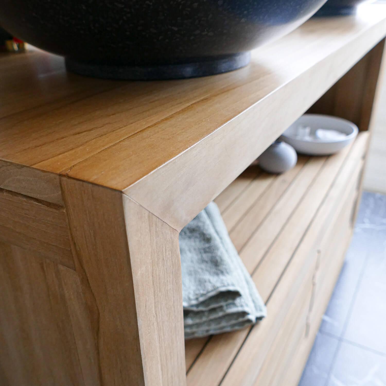 Badunterschrank Teakholz Arvid Double