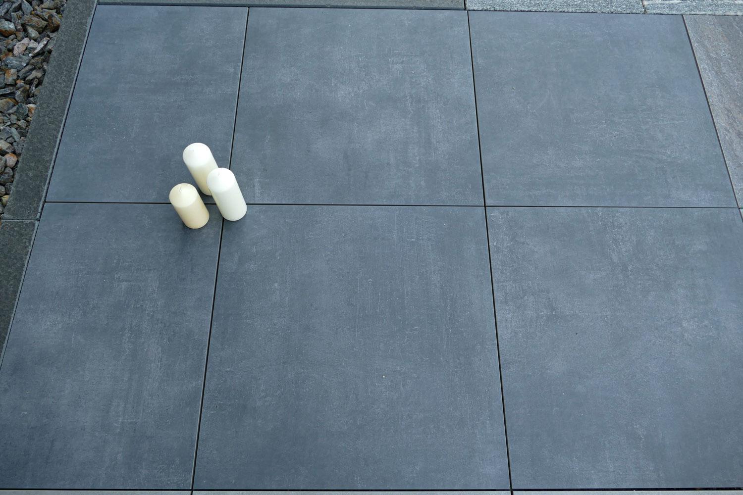Terrassenplatten Betonoptik Anthrazit Feinsteinzeug 60x60 cm