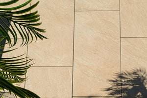 Terrassenplatten Steinoptik aus Keramik pureto® Rio Dorato