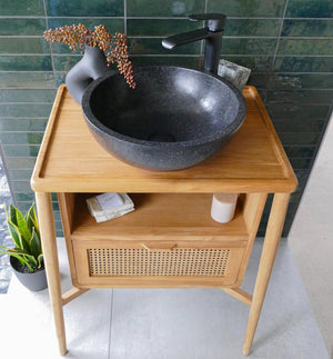 Terrazzo Waschbecken schwarz Beton
