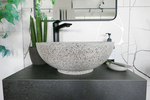 Rundes Terrazzobecken grau