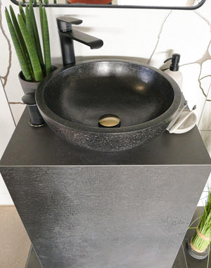 Mattschwarzes Terrazzobecken in Bowlform