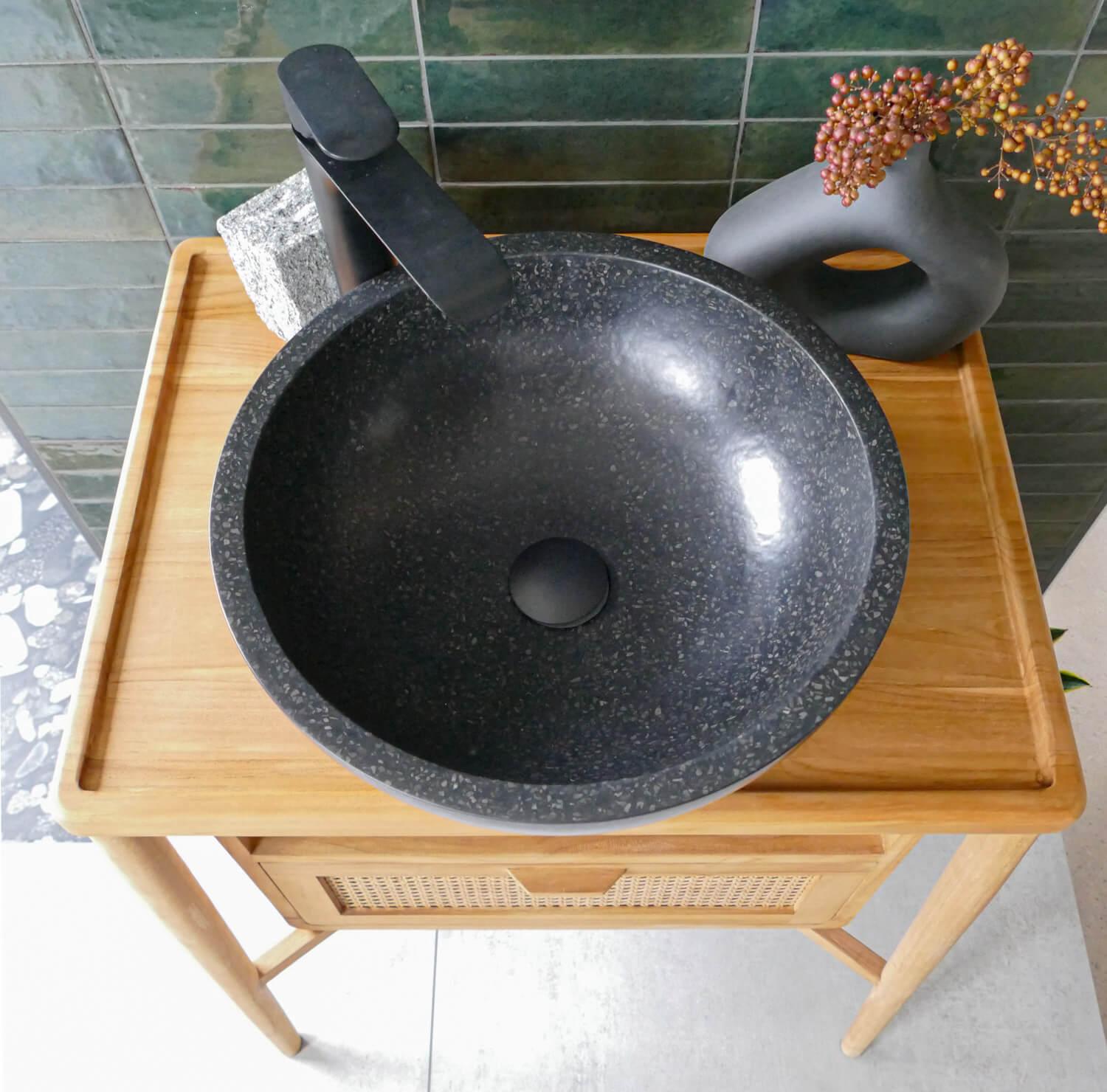 schwarzes Terrazzobecken 40 cm bowl