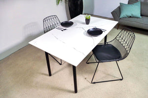 Tisch Marmoroptik weiß 130 cm