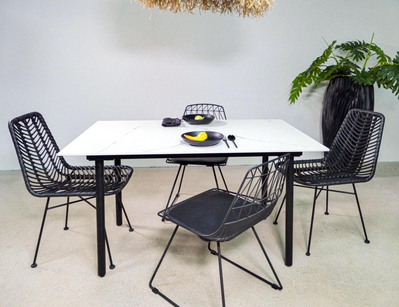 Tisch Marmoroptik weiß 130 cm