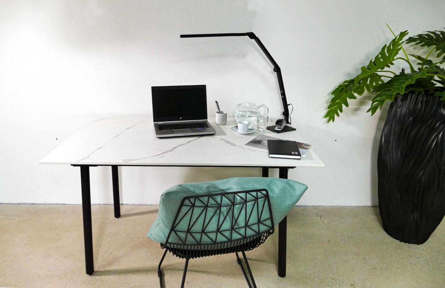 Tisch Marmoroptik weiß 130 cm