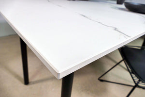 Tisch Marmoroptik weiß 130 cm