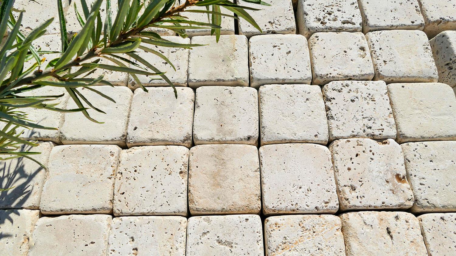 Kalkstein Pflastersteine Travertin