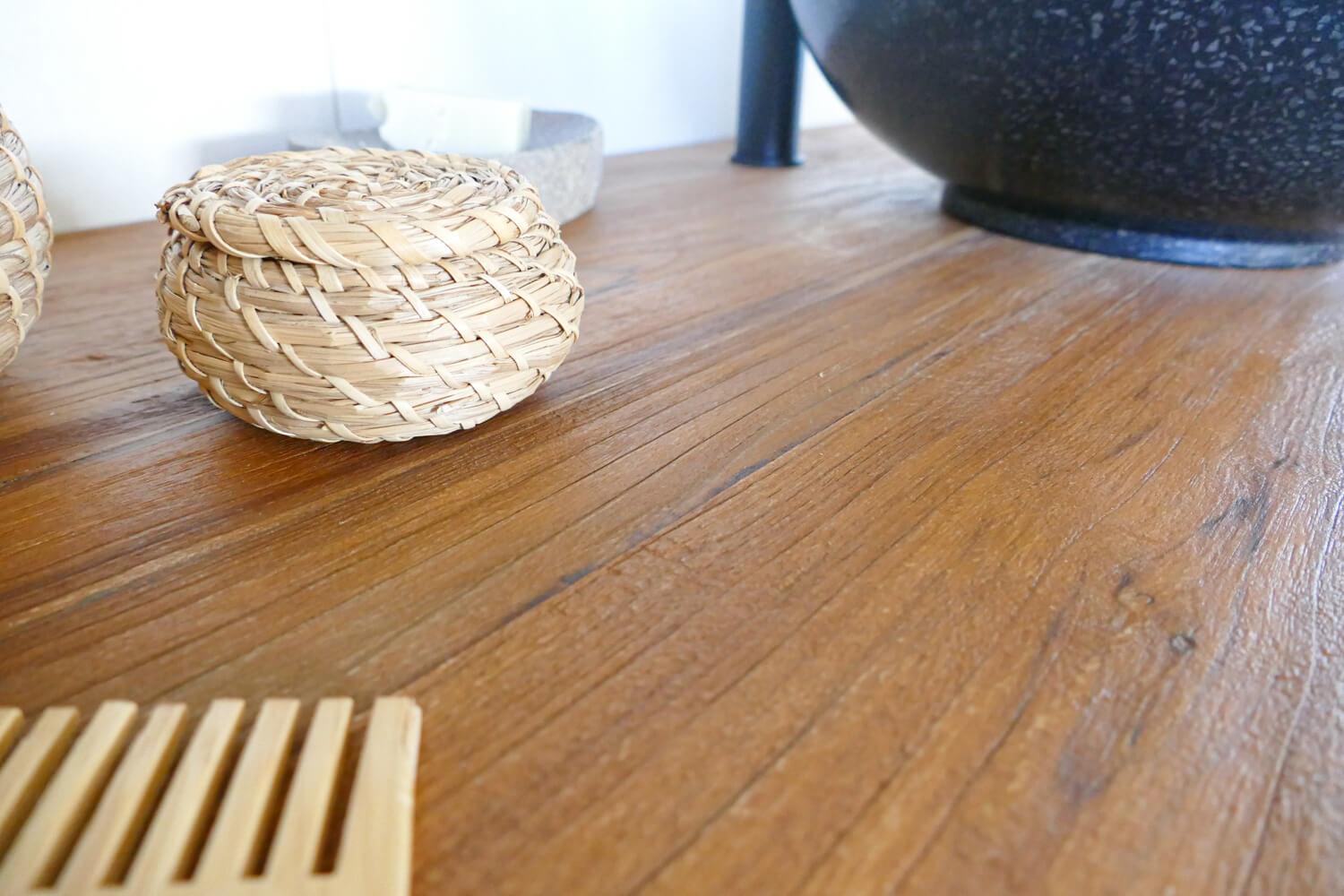 Waschtischplatte Teakholz rustikal