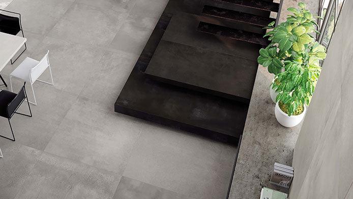 Carreaux modernes posés à l'aspect béton Vue de dessus 