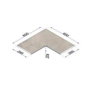 Pooleckplatte Betonoptik Sand 60x28,5 cm Kanten gefast Radius R37 mm