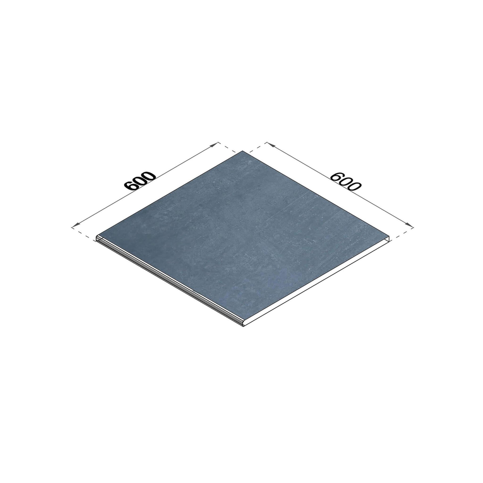 Poolrandplatte Betonoptik anthrazit 60x60 cm Kante gerundet