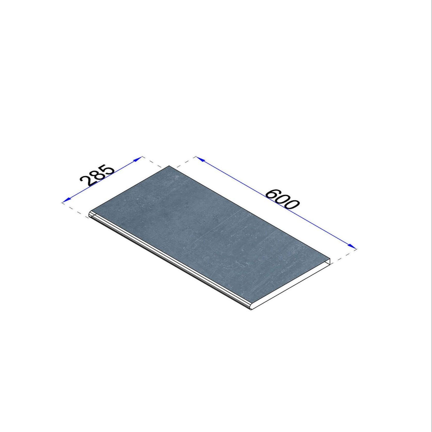 Poolrandplatte Betonoptik anthrazit 60x28,5 cm Kante gerundet