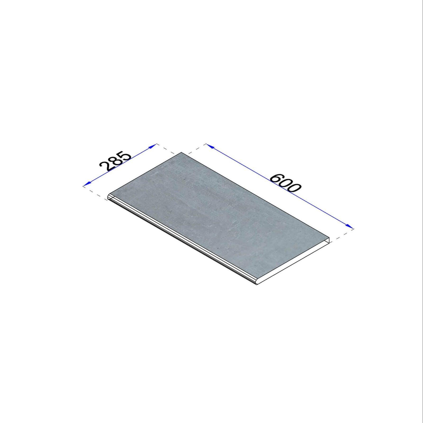 Poolrandplatte Betonoptik Grau Feinsteinzeug 60x28,5 cm Kante gerundet