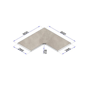 Pooleckplatte Betonoptik Sand 60x28,5 cm Kante gefast R37 mm