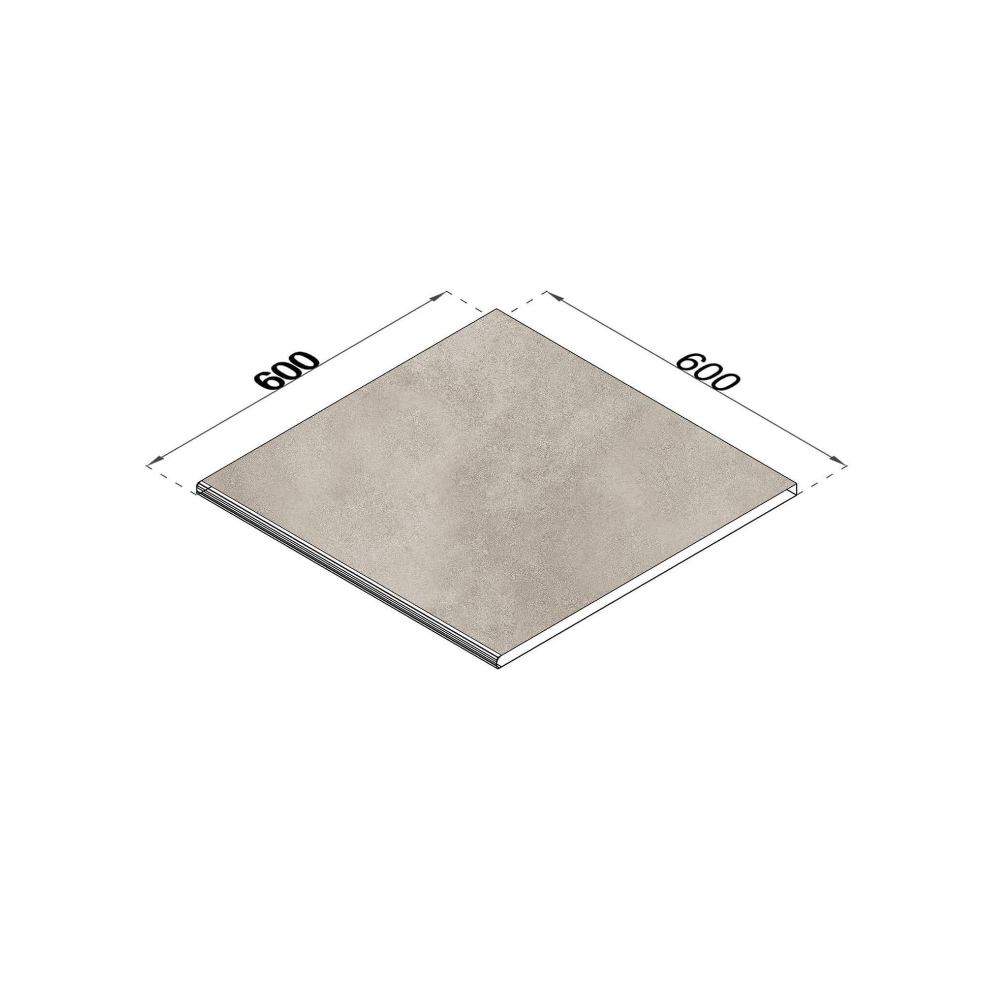 Poolrandplatte Betonoptik Sand 60x60 cm Kante gerundet