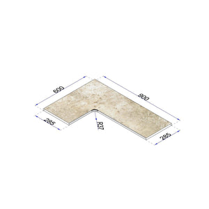 Pooleckplatten Radius 37 mm Kalksteinoptik Provence technische Zeichnung gefast
