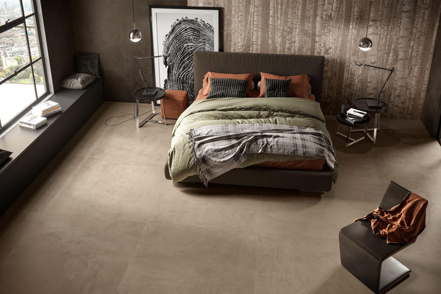 pureto® Concreto Clay lehmfarbene Zementoptik Fliesen 75x75 cm