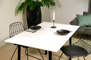 Tisch Marmoroptik weiß 130 cm