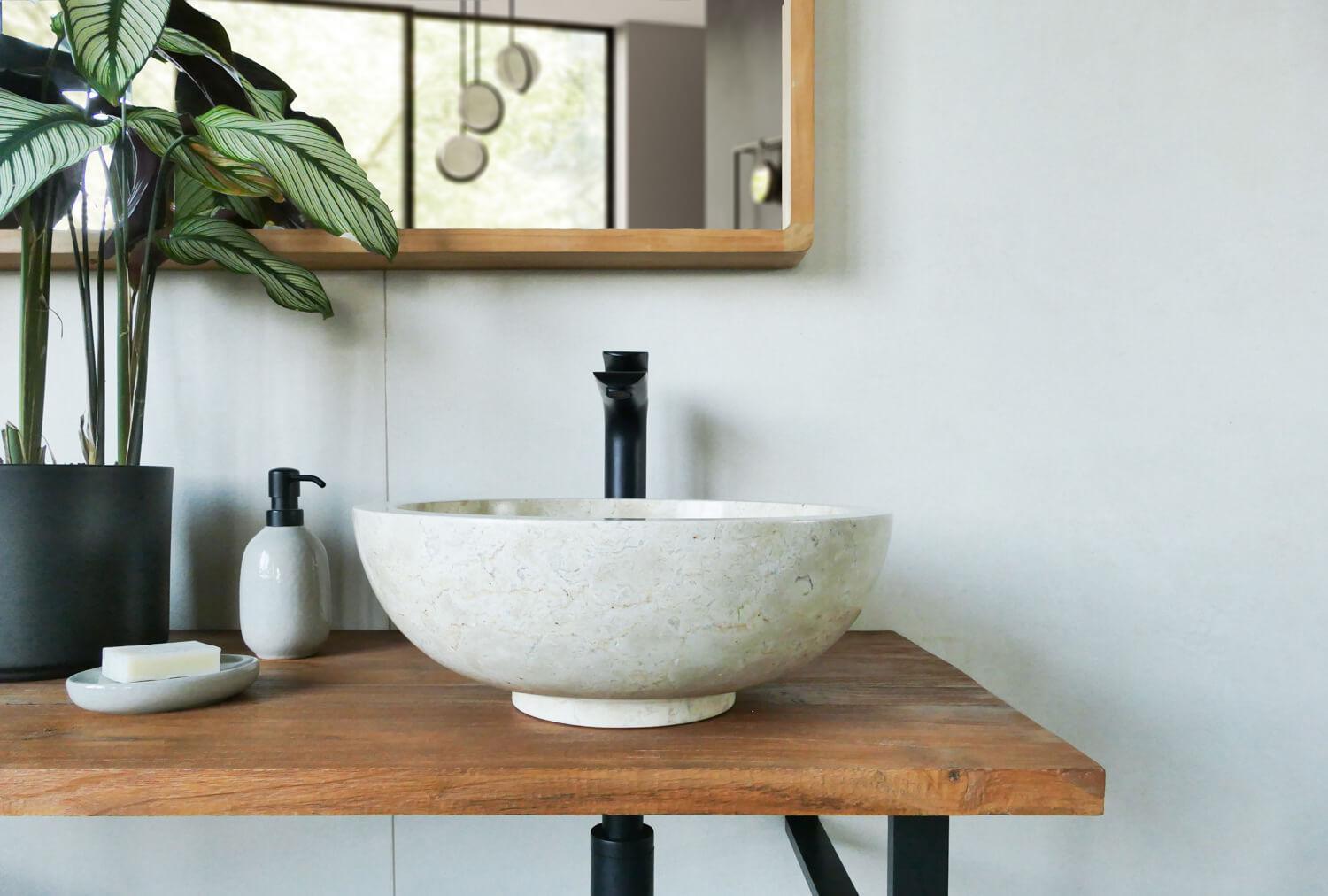 Rundes Marmor Waschbecken Beige