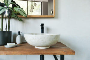 Rundes Marmor Waschbecken Beige