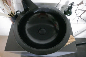 Marmor Waschbecken schwarz mit Zubehör