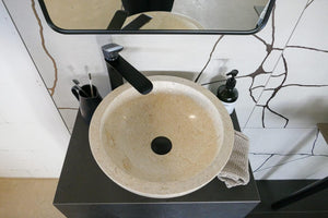 Rundes Marmorbecken in beige