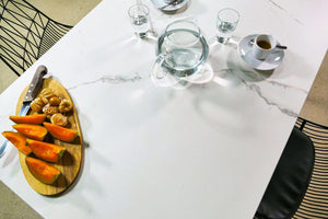 Tisch Marmoroptik weiß 130 cm